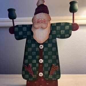 Festive Green and Red Santa Candle Holder